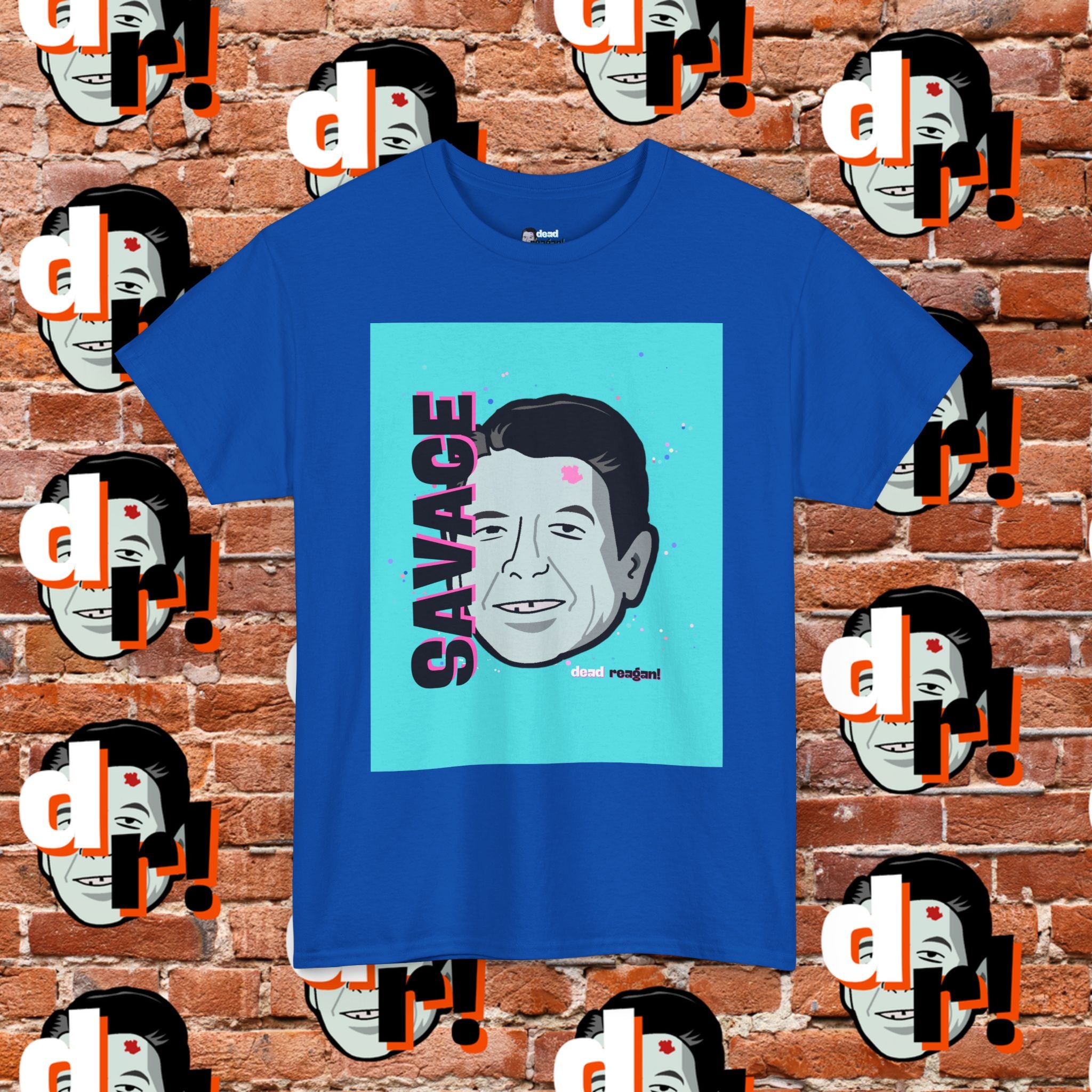 Savage Dead Reagan Graphic Tee Teal and Pink