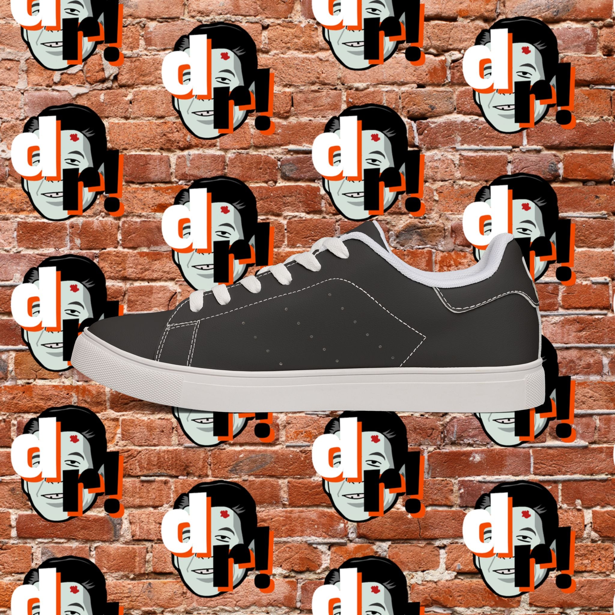 Dead Reagan (Mono Dark) Men's Low-Top Pleather Sneakers