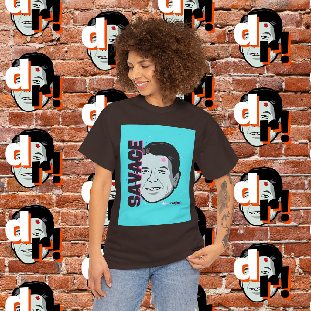Savage Dead Reagan Graphic Tee Teal and Pink