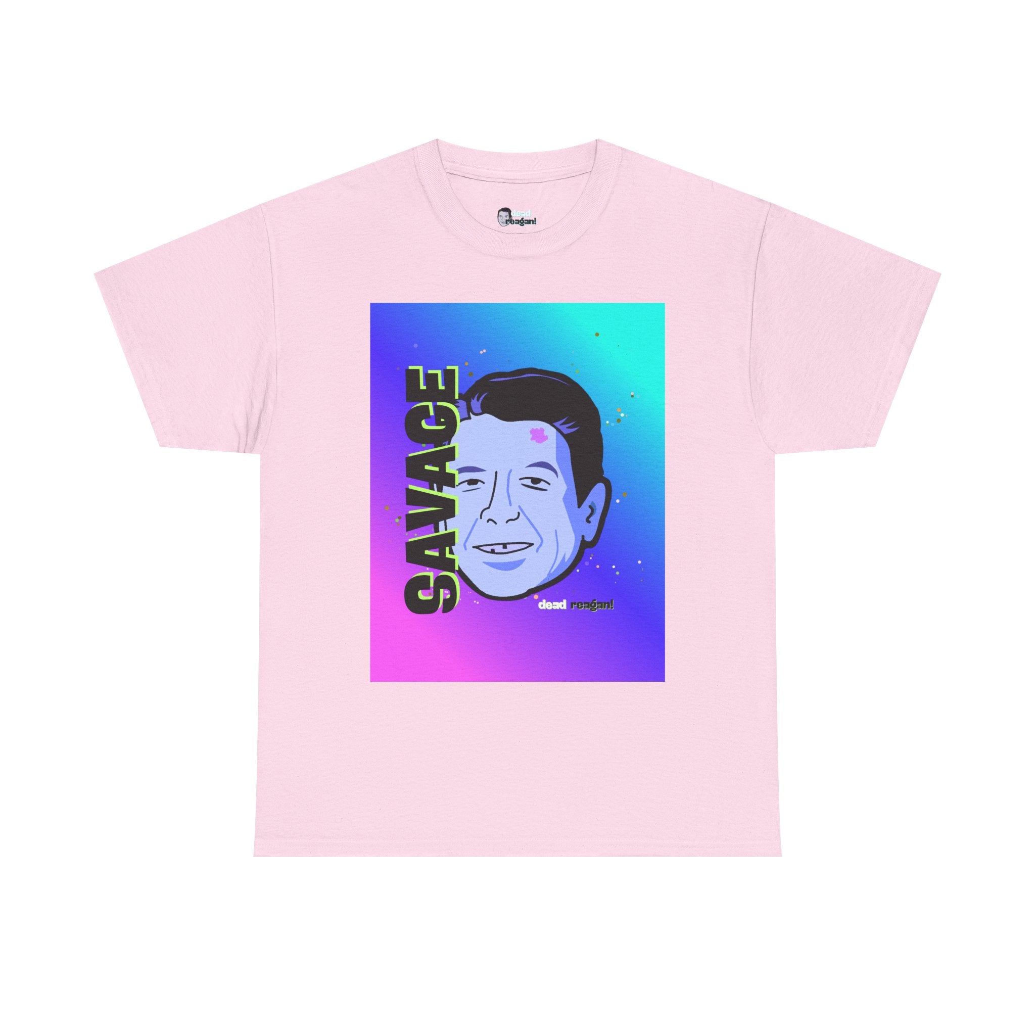 Savage Dead Reagan Graphic Tee Teal and Pink Gradient