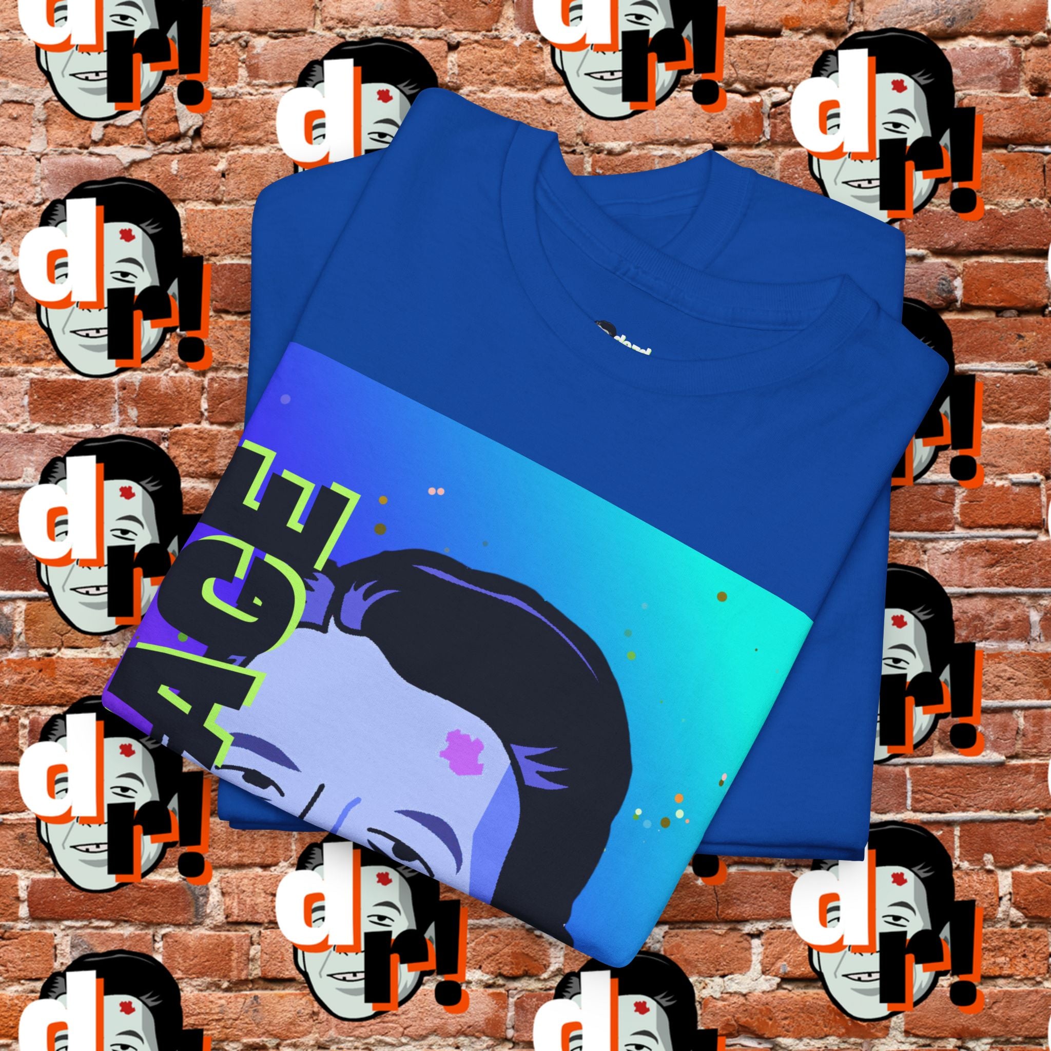 Savage Dead Reagan Graphic Tee Teal and Pink Gradient