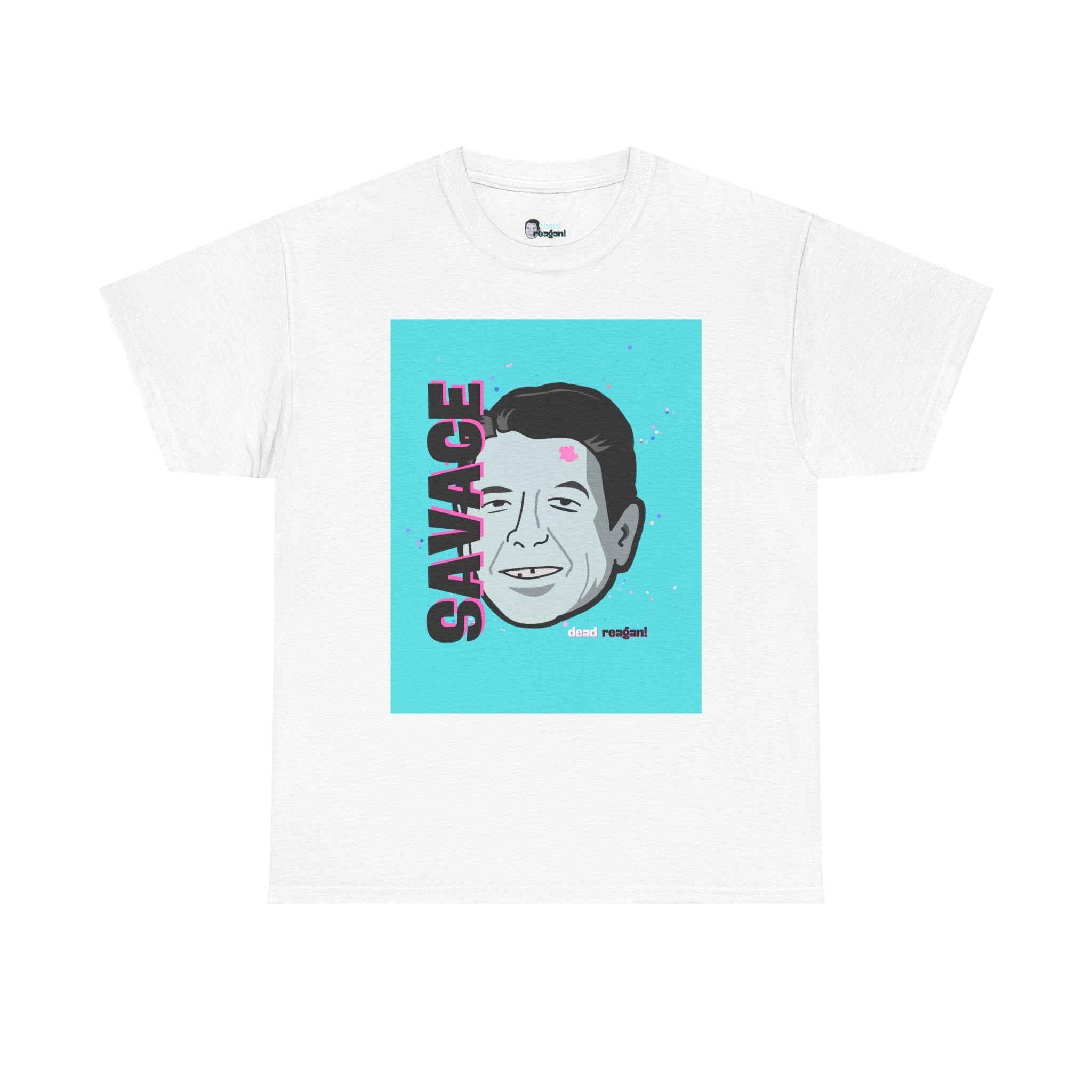 Savage Dead Reagan Graphic Tee Teal and Pink
