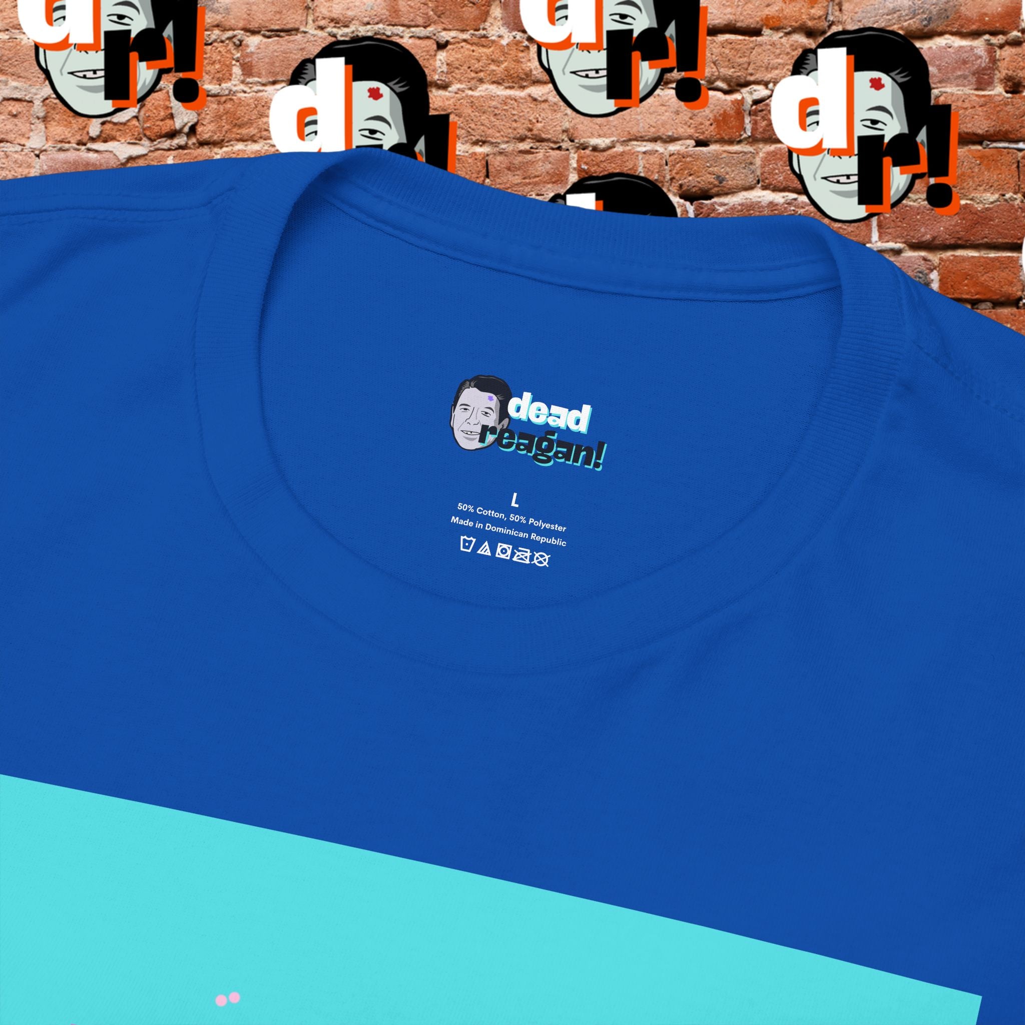 Savage Dead Reagan Graphic Tee Teal and Pink