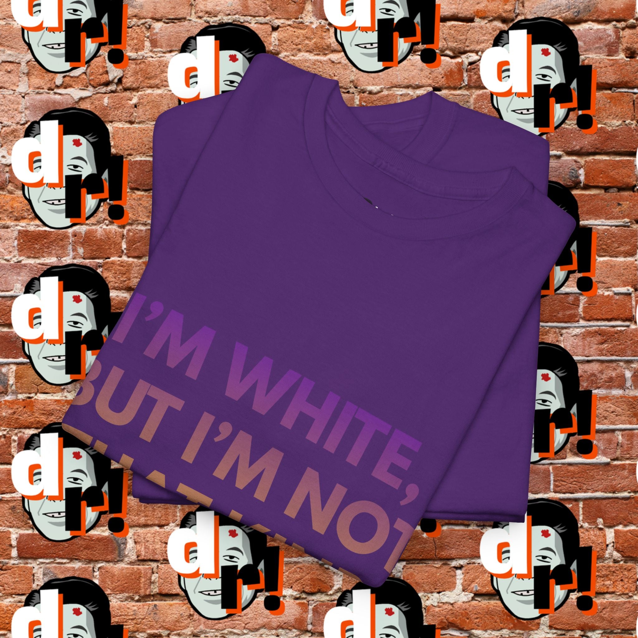 I’m White But… (Purple/Yellow Gradient Letter) Unisex Heavy Cotton Tee