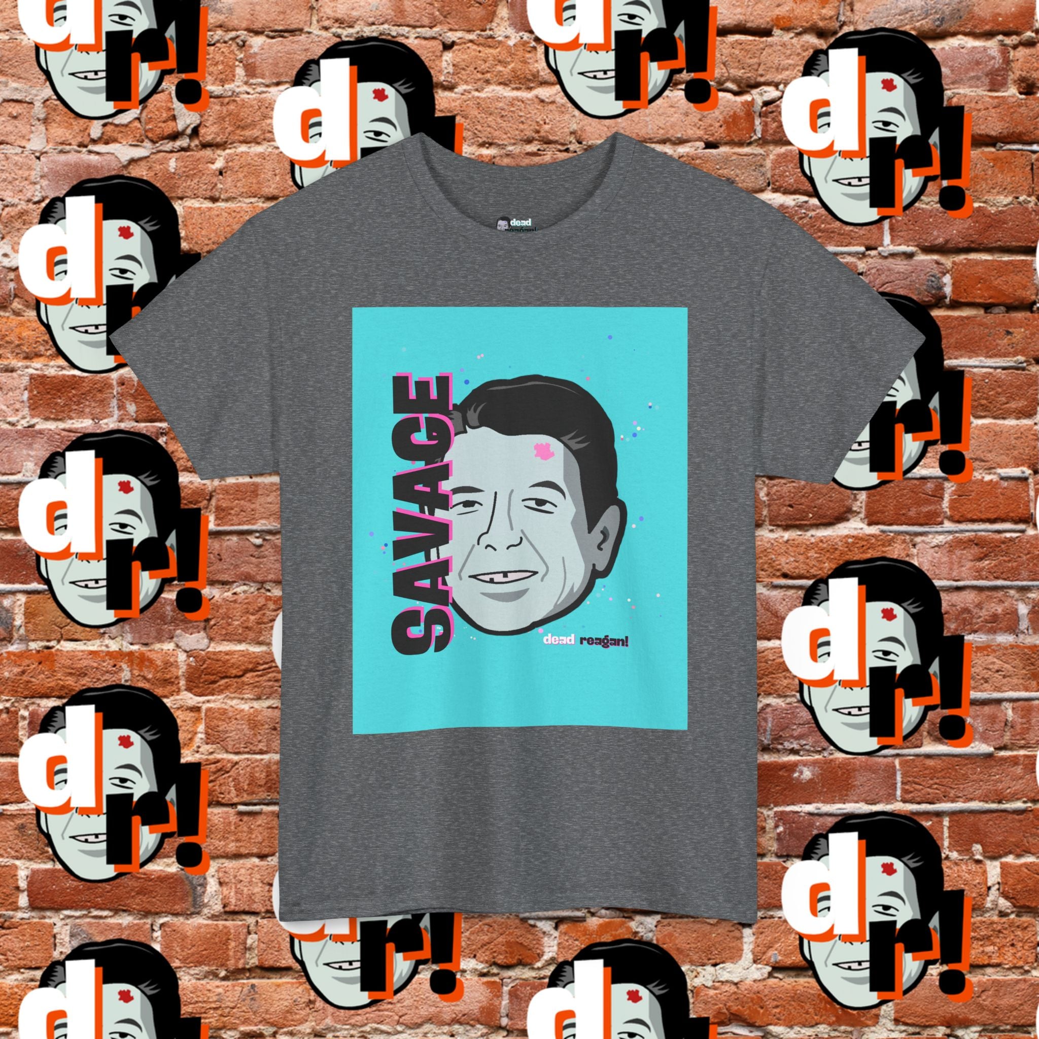 Savage Dead Reagan Graphic Tee Teal and Pink