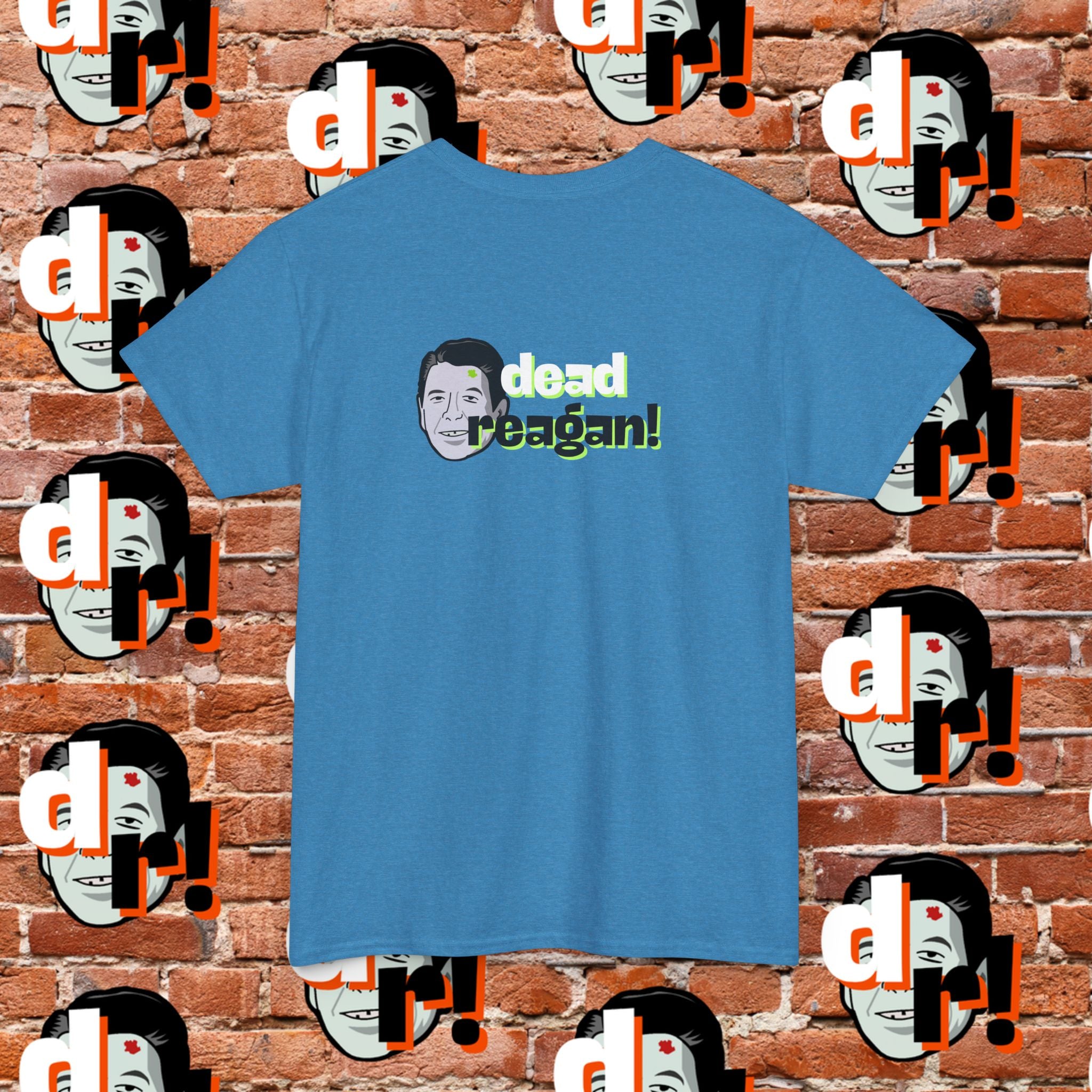 Savage Dead Reagan Graphic Tee Teal and Pink Gradient