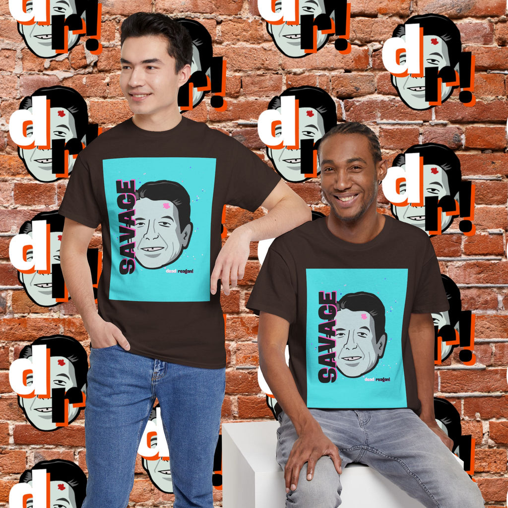 Savage Dead Reagan Graphic Tee Teal and Pink
