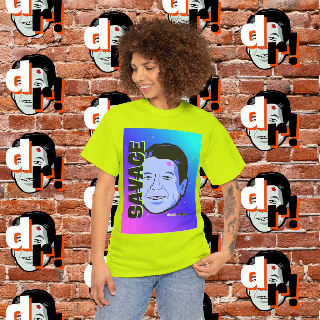 Savage Dead Reagan Graphic Tee Teal and Pink Gradient