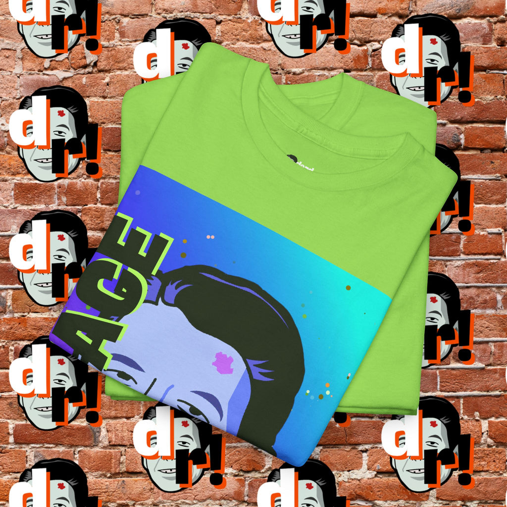 Savage Dead Reagan Graphic Tee Teal and Pink Gradient