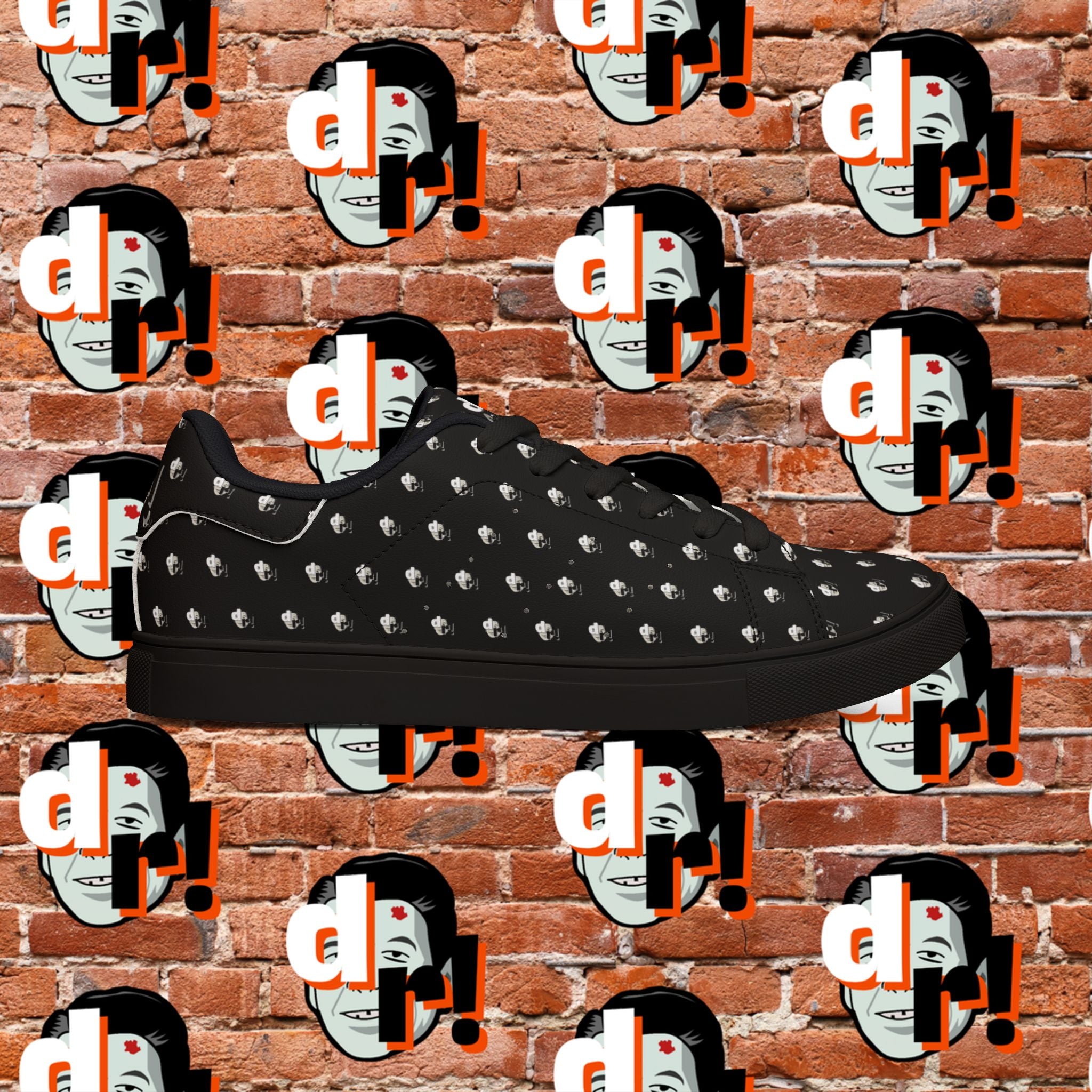 Dead Reagan Monogram All Over (Black) Men's Low-Top Pleather Sneakers