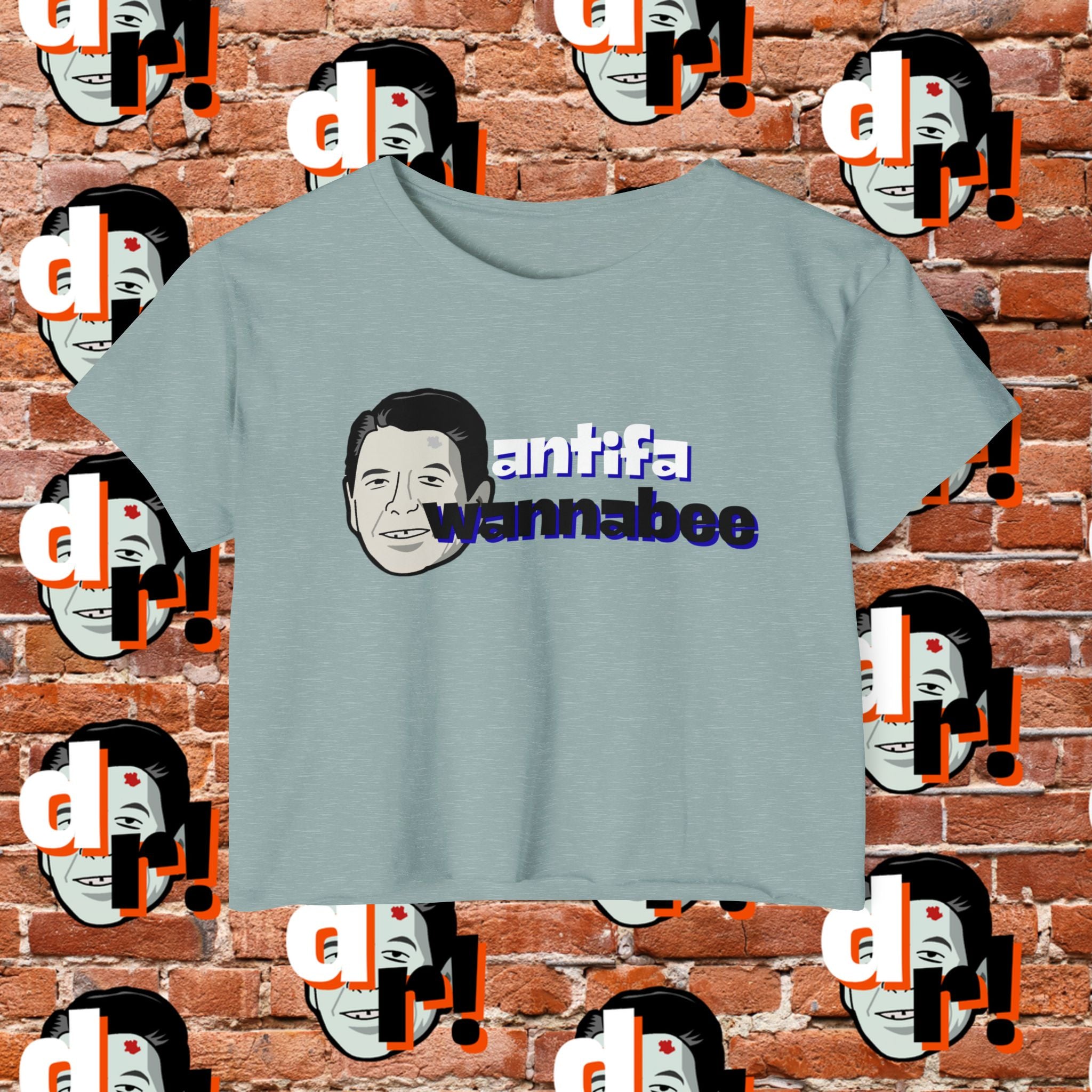 Antifa Wannabe Festival Crop Top (Blue Letter)