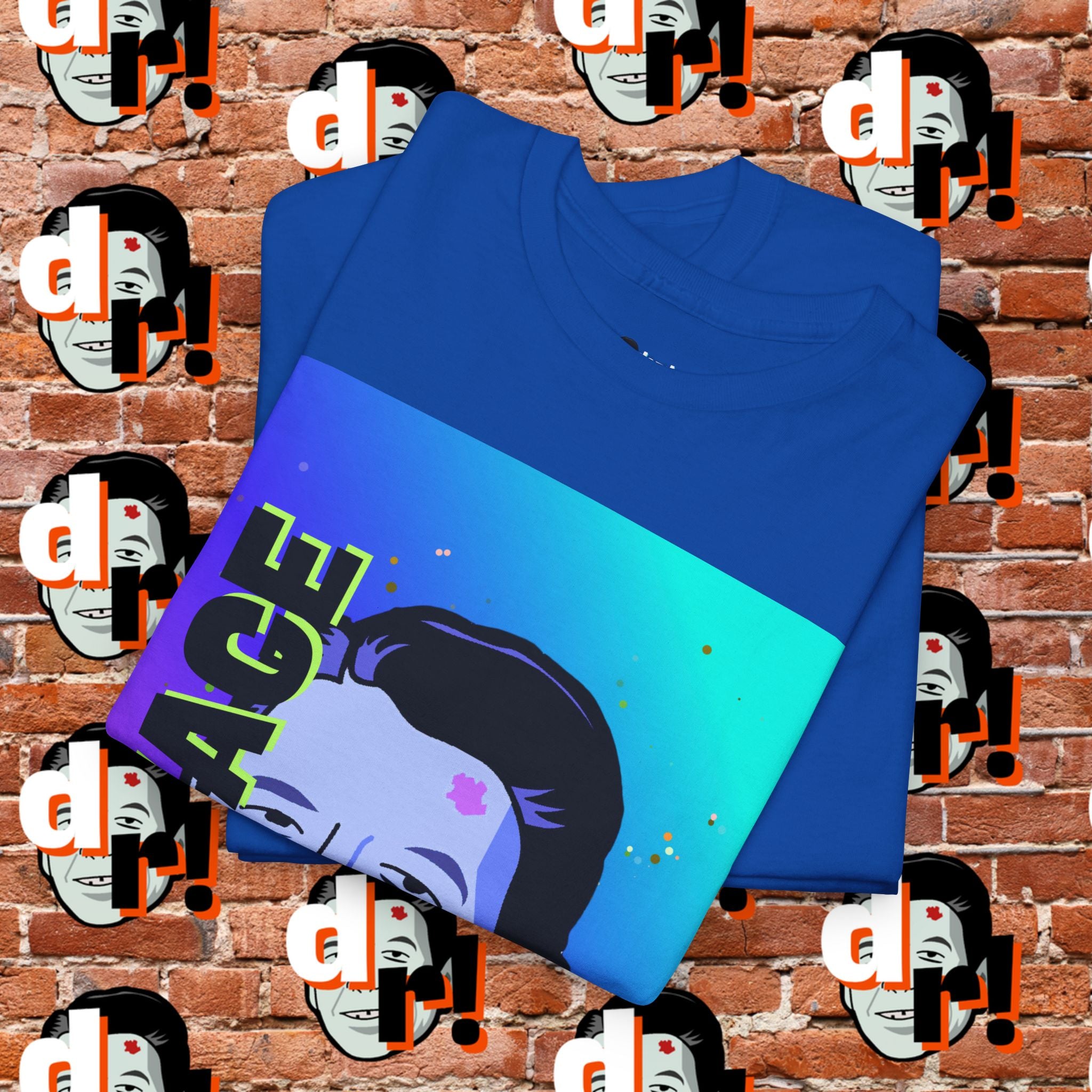 Savage Dead Reagan Graphic Tee Teal and Pink Gradient