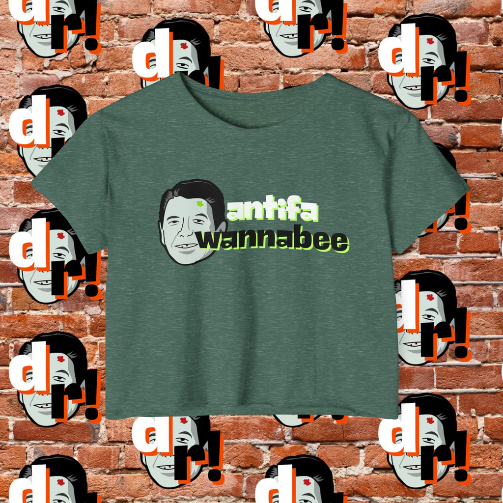 Antifa Wannabee Festival Crop Top (Lime Letter)