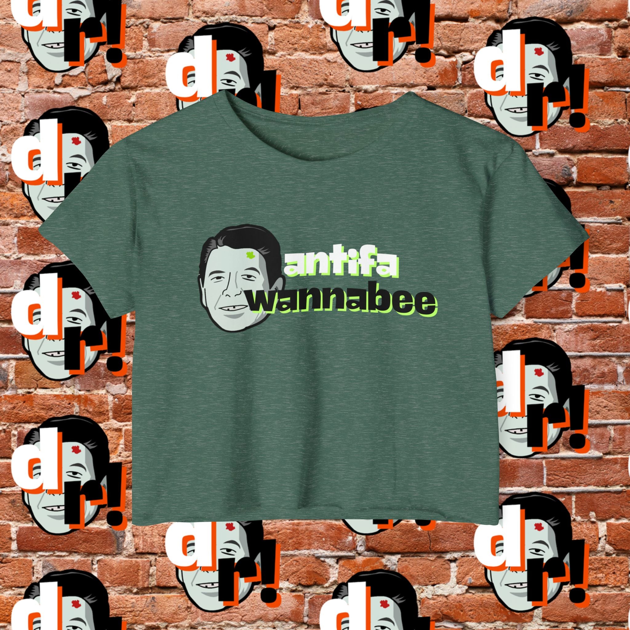 Antifa Wannabe Festival Crop Top (Lime Letter)