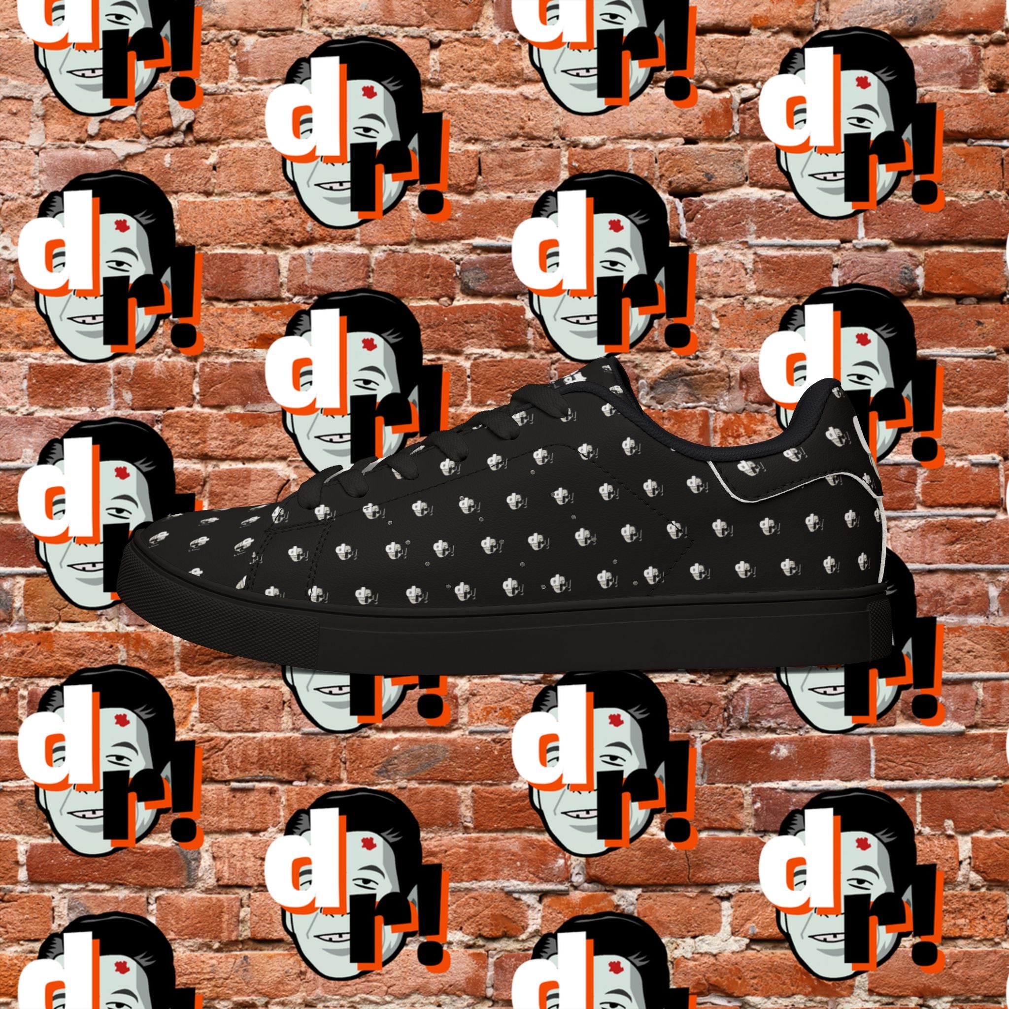 Dead Reagan Monogram All Over (Black) Men's Low-Top Pleather Sneakers